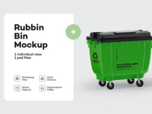 cover image plastic glossy rubbish bin mockup