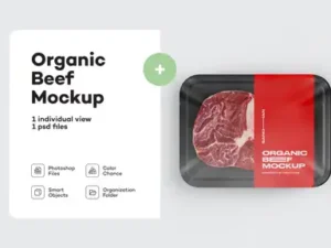 cover image plastic tray with beef champignon mockup