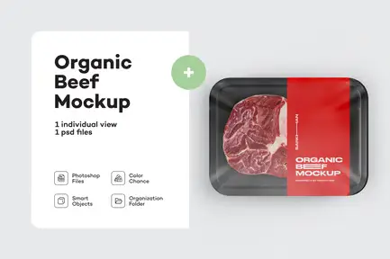 Plastic Tray With Beef Champignon Mockup