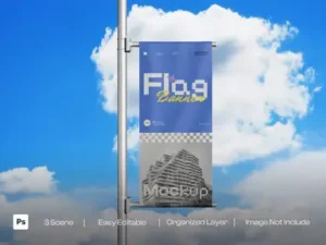 cover image pole flag banner mockup 003
