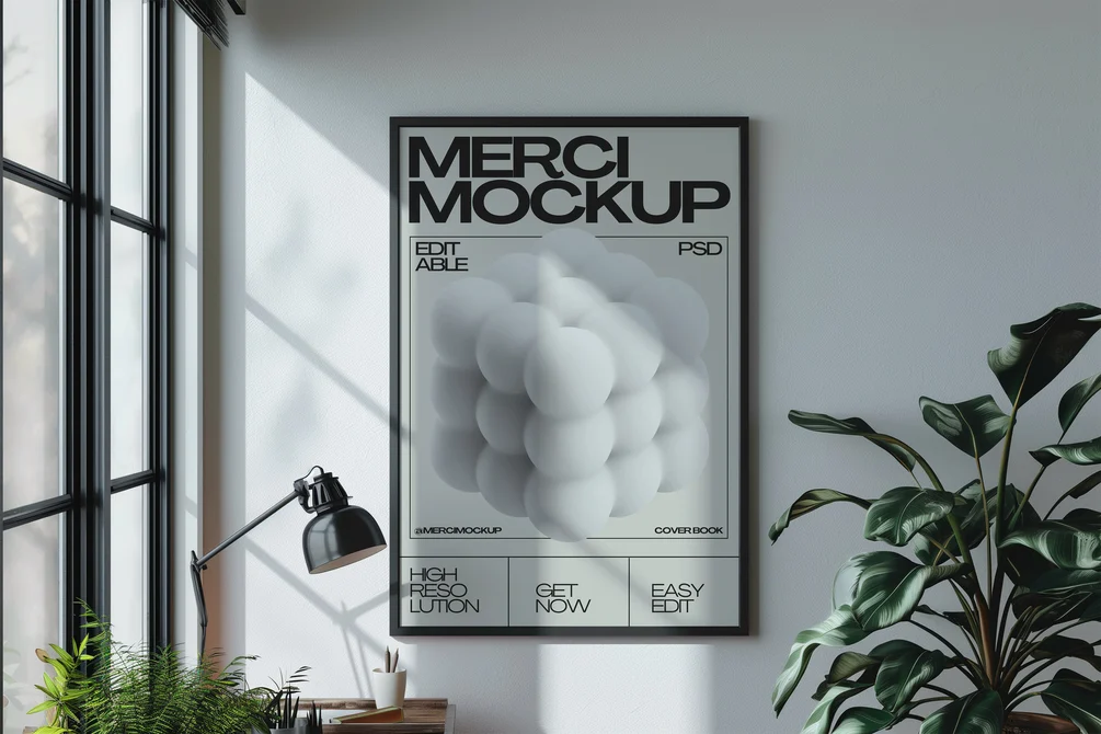 Poster Mockup Black Frame Minimalist 01
