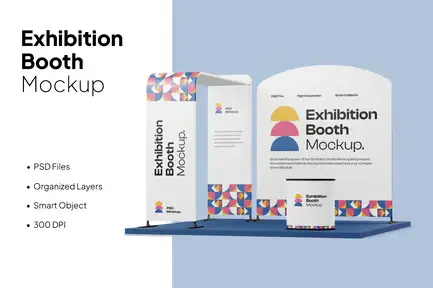 Premium Exhibition Booth Stage Mockup