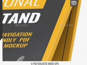 cover image promotional display stand mock up