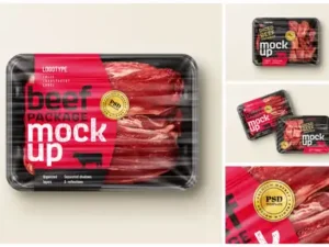 cover image raw beef package mockup set