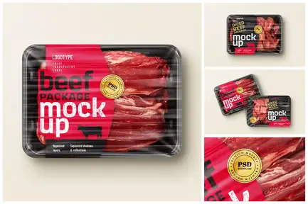Raw Beef Package Mockup Set