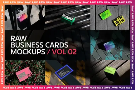 Raw Business Cards Mockups Vol 2