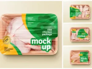 cover image raw chicken package mockup set