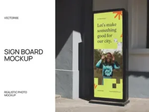 cover image realistic street sign board mockup