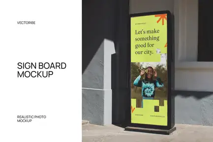 Realistic Street Sign Board Mockup
