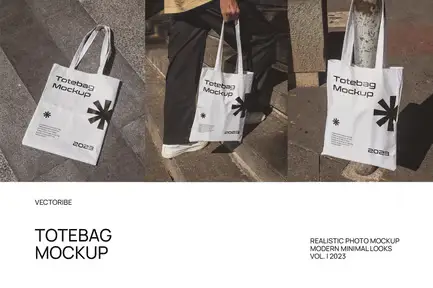 Realistic Totebag Mockup Pack