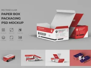 cover image rectangular paper box packaging psd mockup