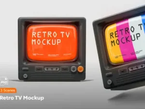 cover image retro tv screen mockup