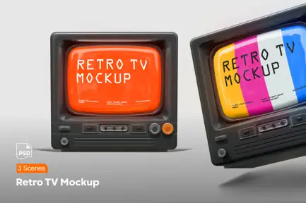 Adobe Photoshop Templates Bundle - 21 Items 7 cover image retro tv screen mockup