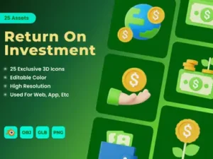 cover image return on investment 3d icons