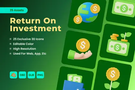 Return On Investment 3D Icons 1 cover image return on investment 3d icons