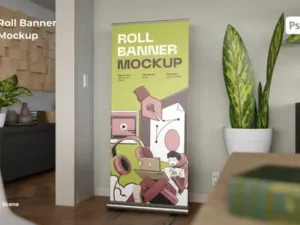 cover image roll banner realistic mockup