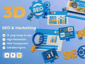 cover image seo and marketing 3d illustration