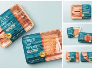 cover image salmon fish package mockup set