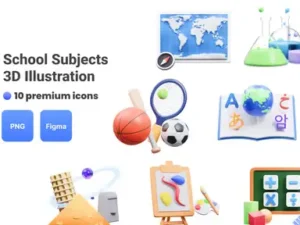 cover image school subjects 3d illustration