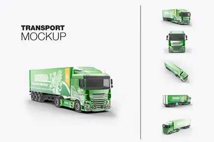 Set Heavy Truck Mockup