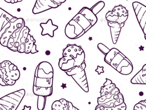 cover image set of colorful patterns with ice creams