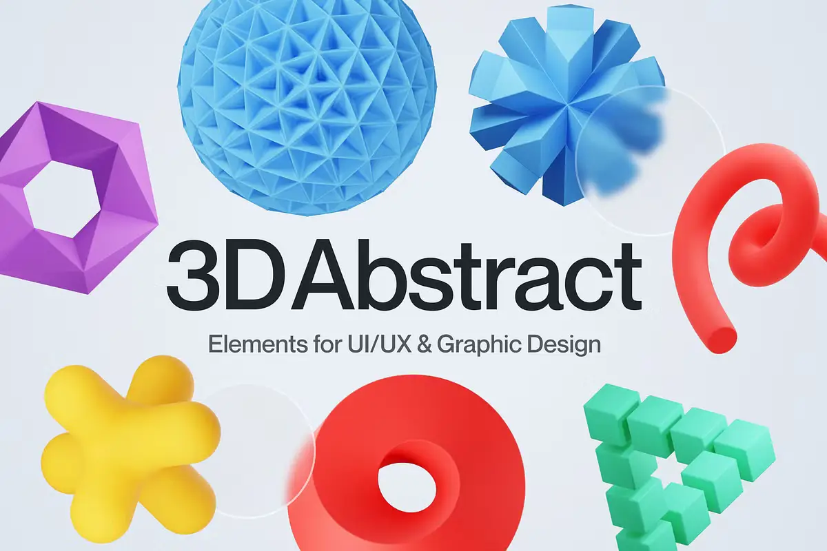 Figma Icon Templates Bundle - 4 Items 5 cover image shapely abstract shape 3d icon set