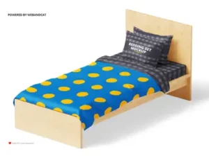 cover image single bed bedding mockup