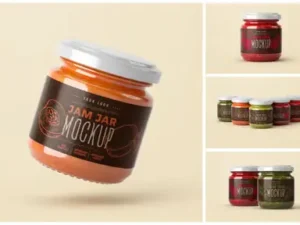 cover image small jam jar mockup set label design
