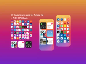 cover image social icons and ios 14 widget for adobe xd