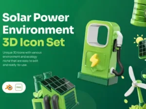 cover image solar power environment 3d icon set