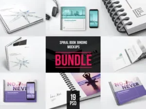 cover image spiral book binding bundle mockups