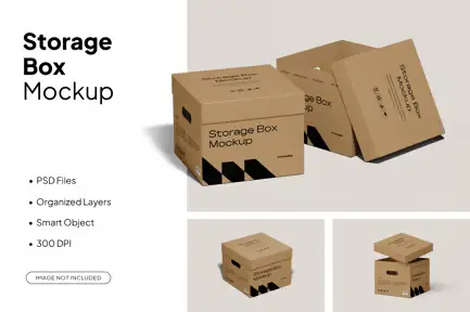 Square Box Packaging Mockup with Lid
