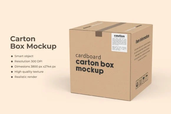 Square Carton Box Mockup