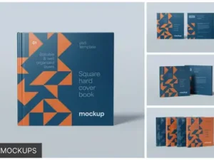 cover image square hardcover book mockup set