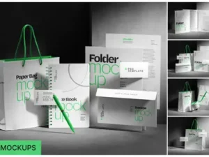 cover image stationery branding mockup set paper bag