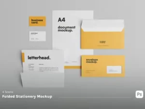 cover image stationery mockup set letterhead envelope bus