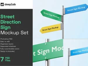cover image street direction sign mockup set