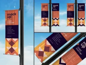 cover image street pole banner mockup set