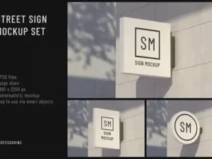 cover image street sign mockup set