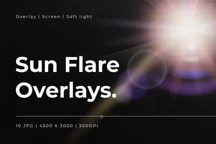 Adobe Photoshop Photo Overlay Bundle - 16 Overlays 4 cover image sun flare overlays