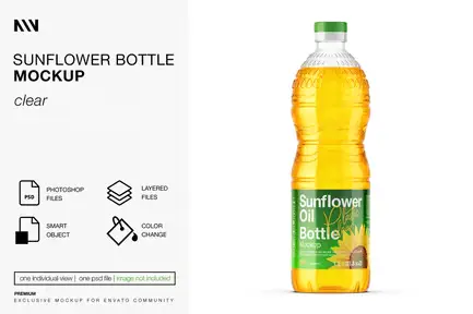 Sunflower Oil Bottle Mockup
