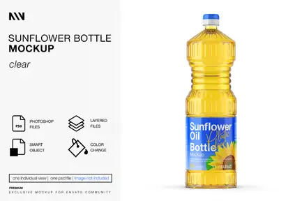 Sunflower Oil Bottle Mockup