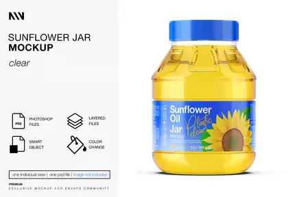 Sunflower Oil Jar Mockup