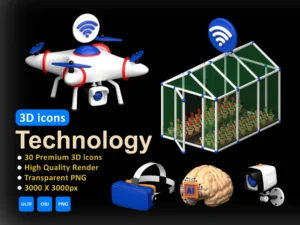 cover image technology 3d icons set