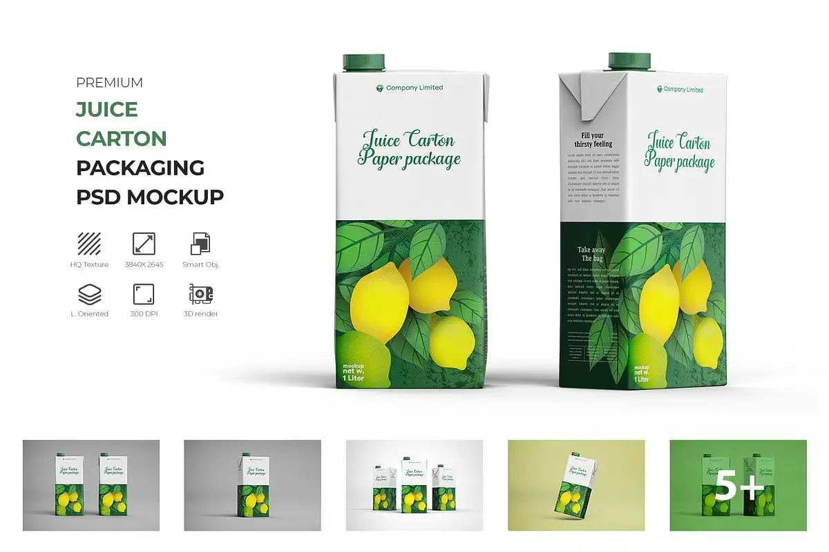 Tetra Pack Fruit Juice Carton Mockup