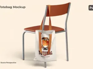 cover image totebag on chair mockup