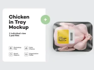 cover image tray with raw chicken mockup