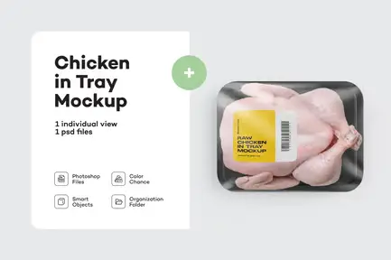 Tray With Raw Chicken Mockup