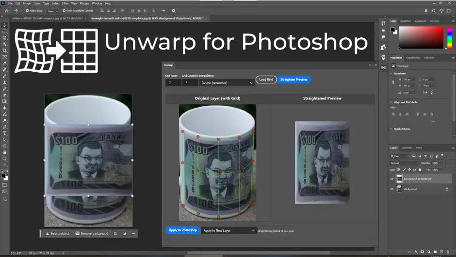 Adobe Photoshop Plugins Bundle - 2 Plugins 4 cover image unwarp for photoshop