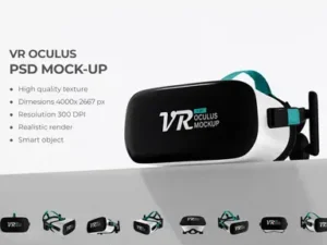 cover image vr oculus with headset psd mockup
